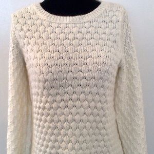 FIELD FLOWER by Anthropologie Women Honeycomb Knit Ivory Sweater Small (4-6 US)